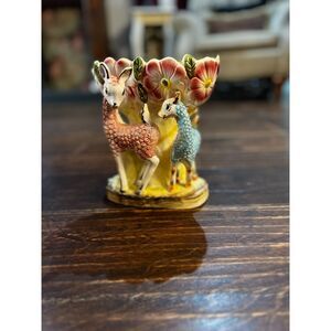 Vintage Kitschy Mama Llama And Baby Llama Ceramic Planter Vase MCM 1950s